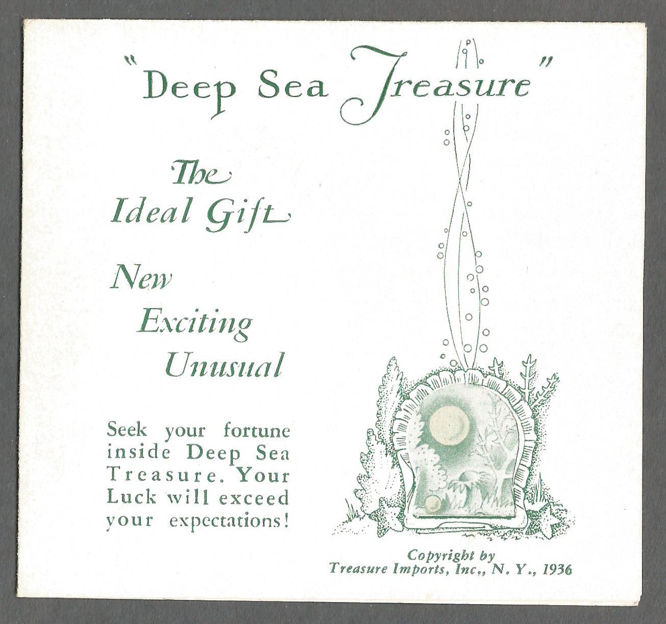 Vintage Advertising 1936 Deep Sea Treasure Leaflet – Treasure Imports, Inc. NY