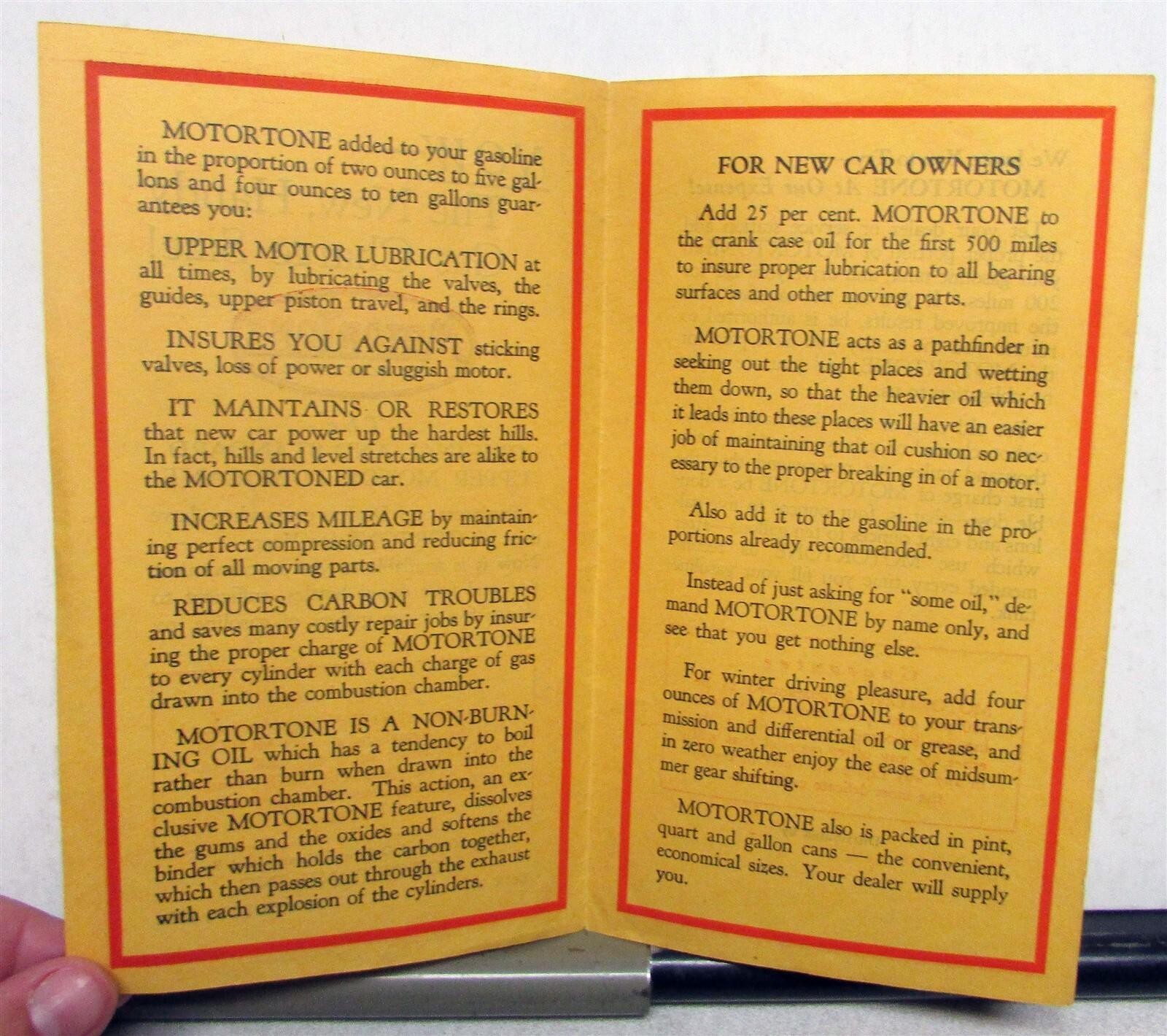 1932 MotorTone Original Standard Upper Motor Lubricant Sales Brochure