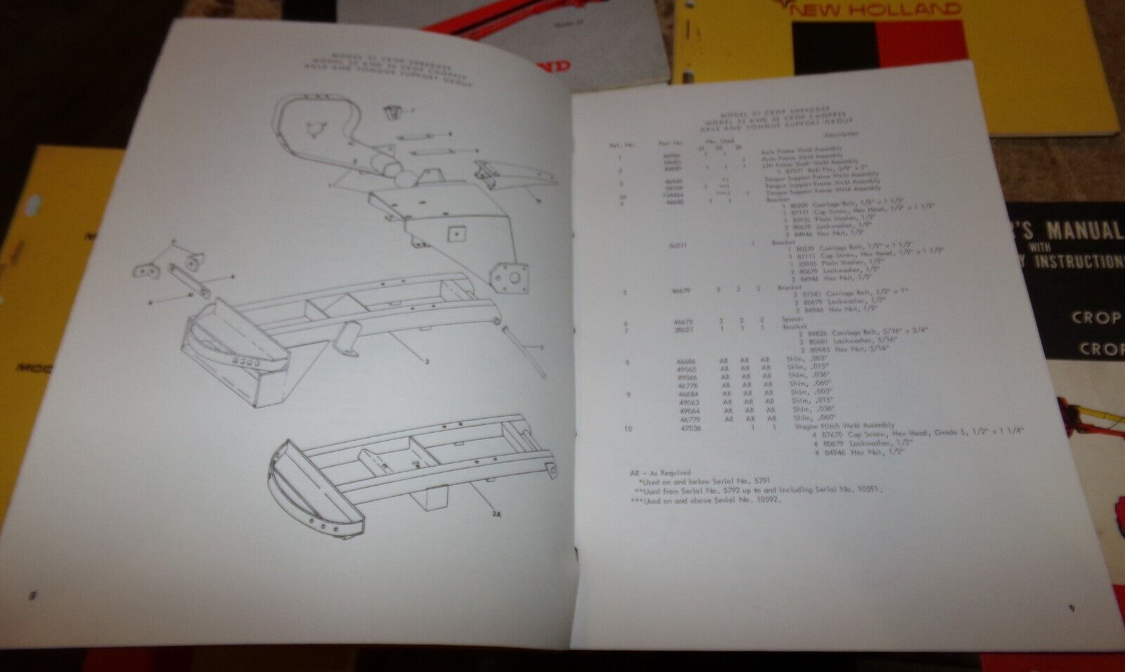 5-lot 1950’s-1970’s new holland forage equip. operators +parts manuals good used