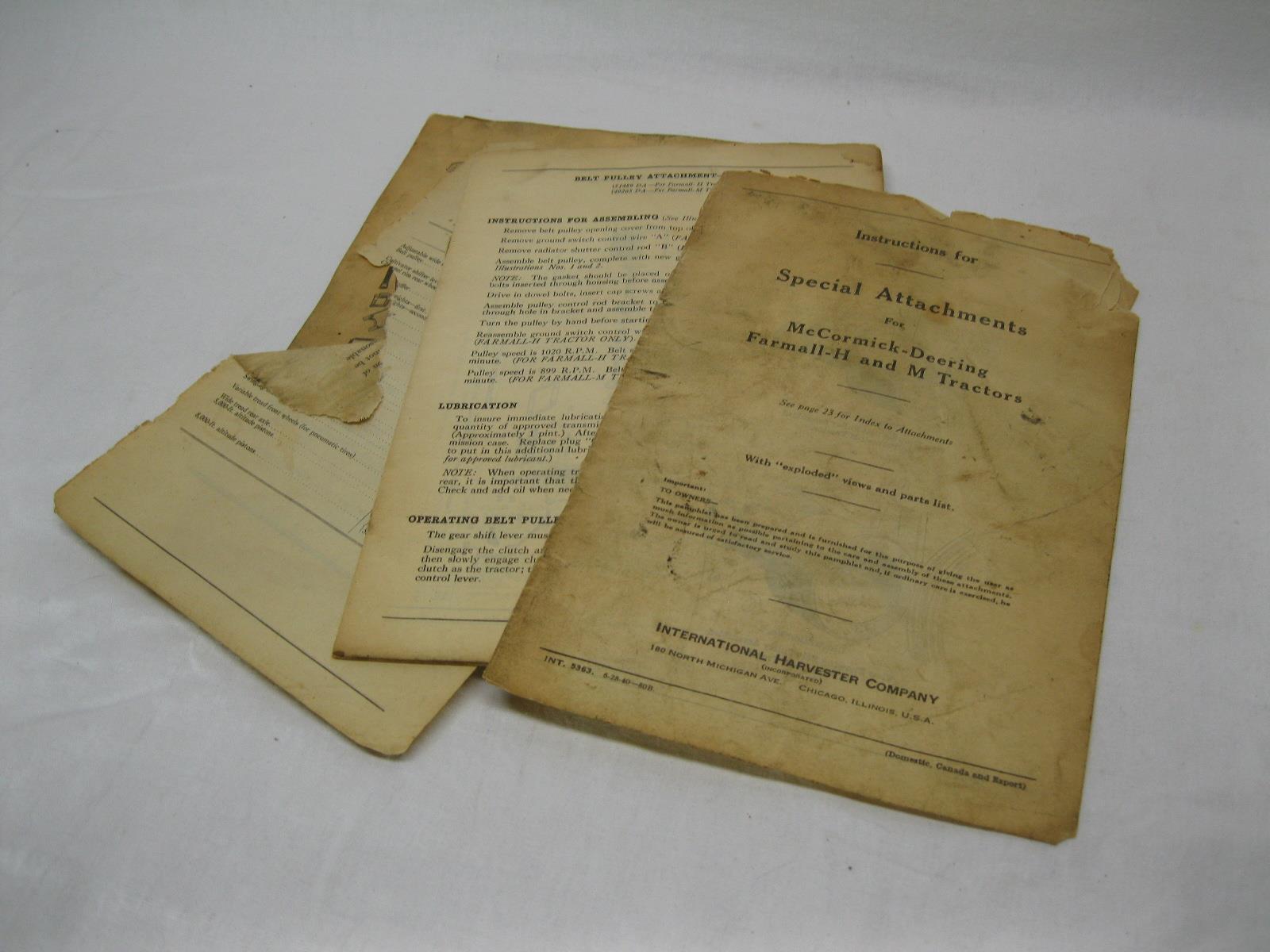 Original 1940 McCORMICK DEERING Instruction Manual FARMALL CULTIVATOR HM-221