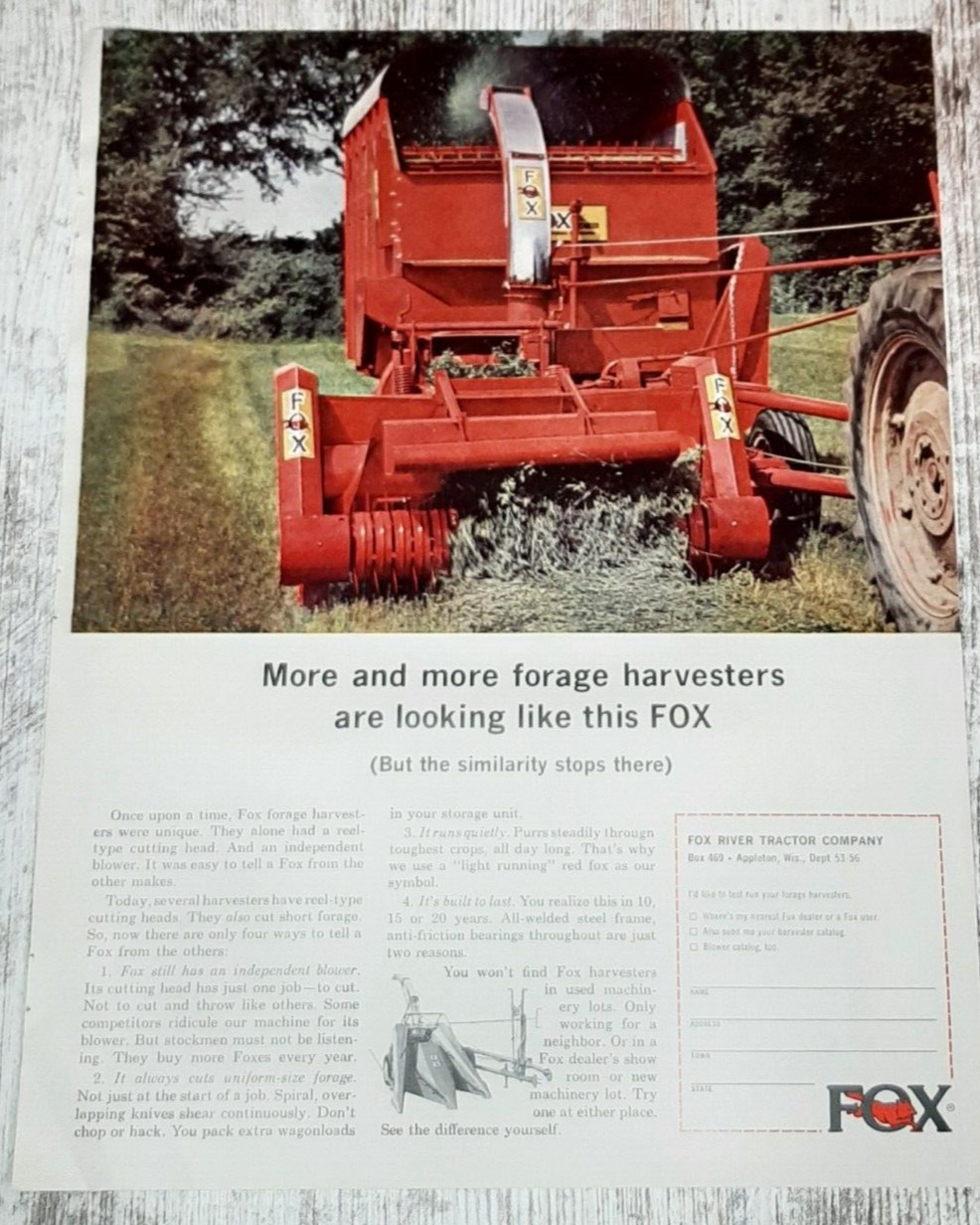 1966 Fox Vintage Print Ad Forage Harvester Hay Alfalfa Farm Feed Cutting Blowing
