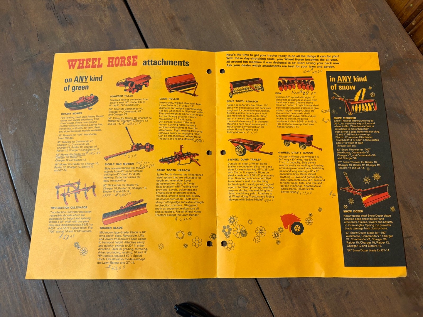 Vintage 1968 Wheel Horse Garden Tractor Attachments Brochure