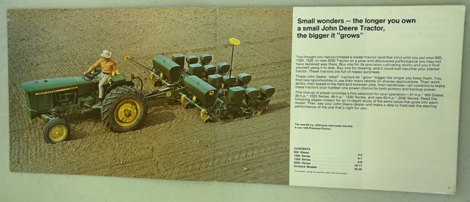 John Deere 820 1020 1520 2030 Tractor for 1971 Brochure DCPA26