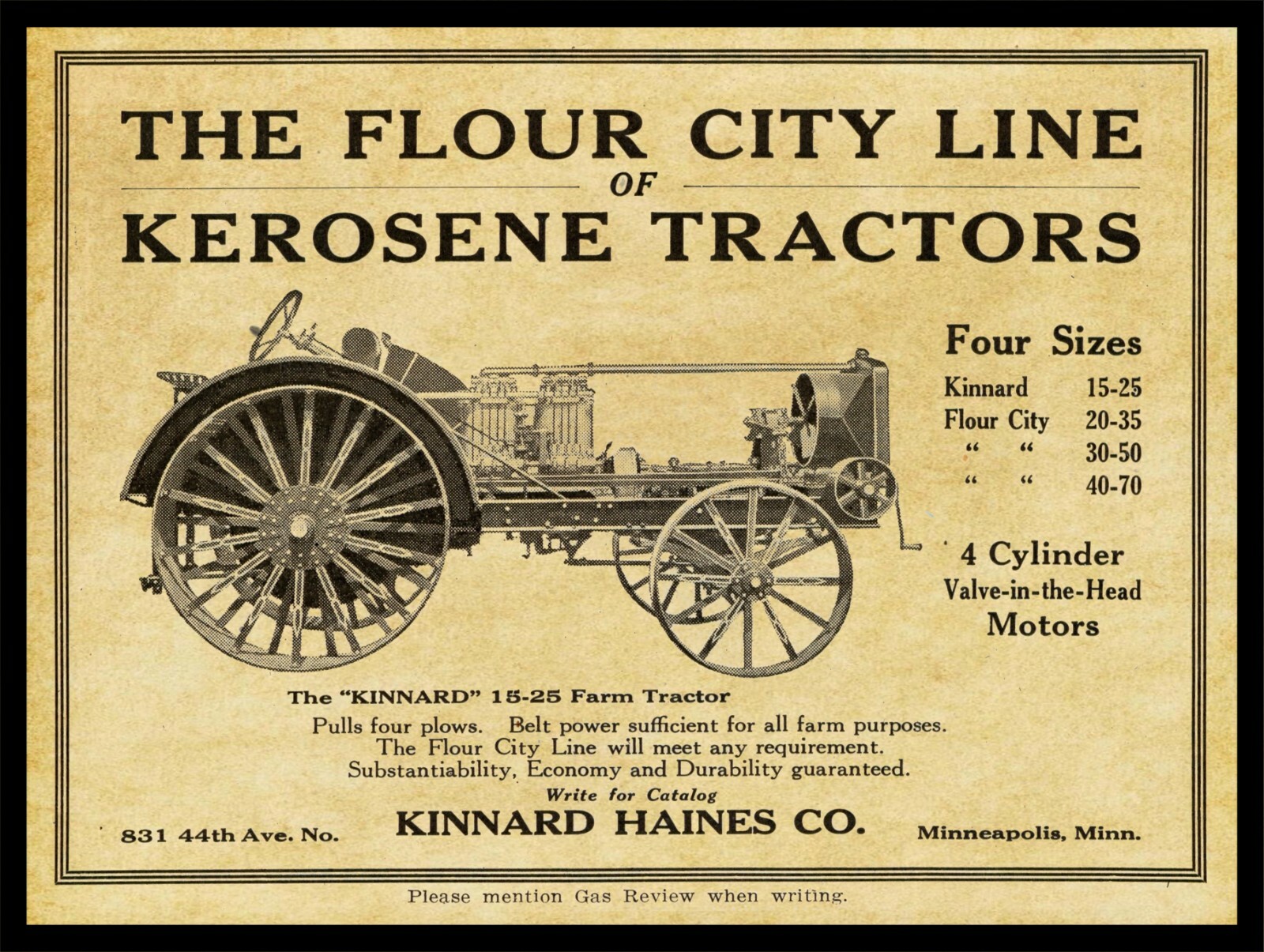 1917 Flour City Tractor, Minneapolis MN NEW Metal Sign – 24″ x 30″ STEEL – 7lbs.
