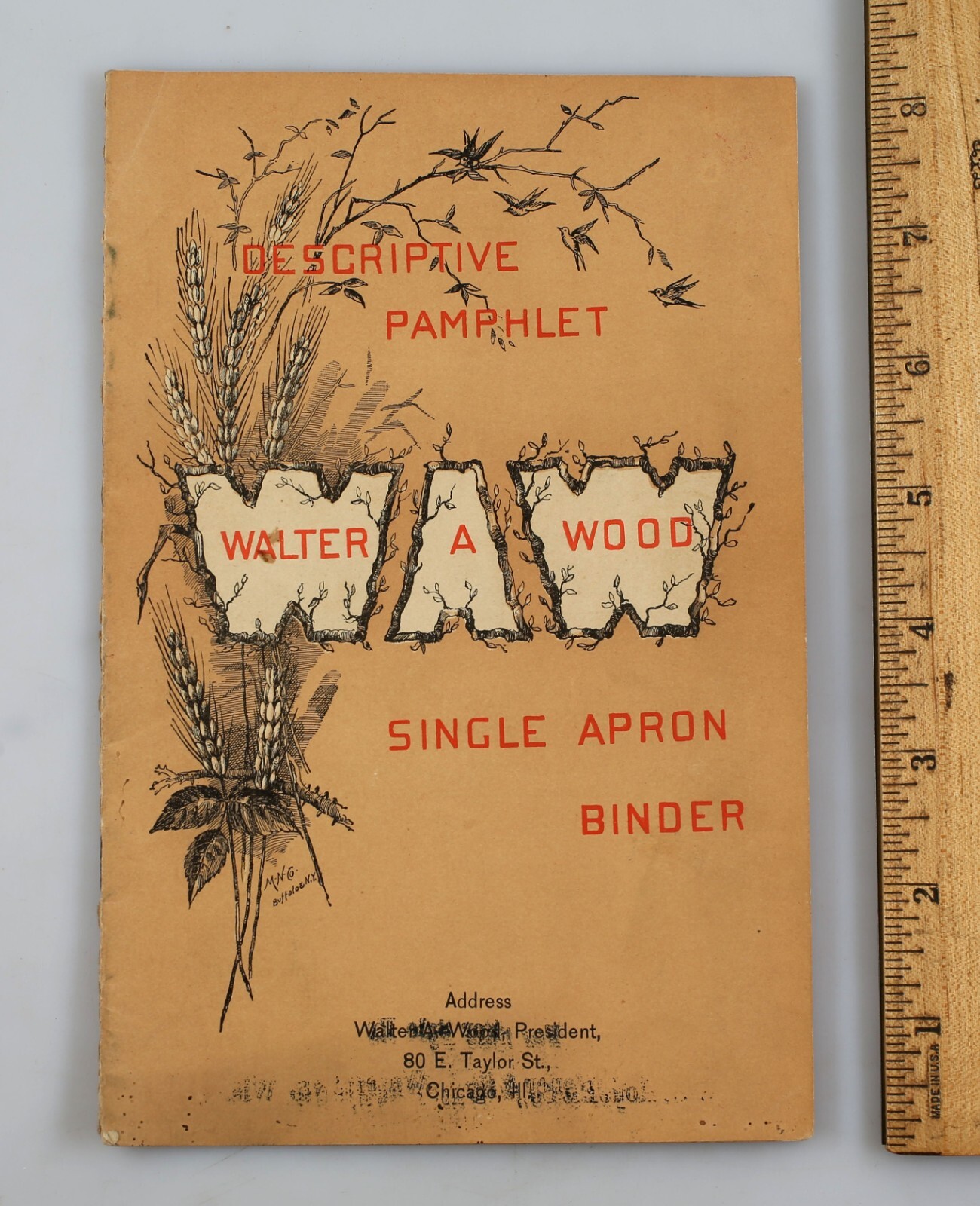 1890 Walter A. Wood Single Apron Binding Harvester Descriptive Pamphlet Brochure