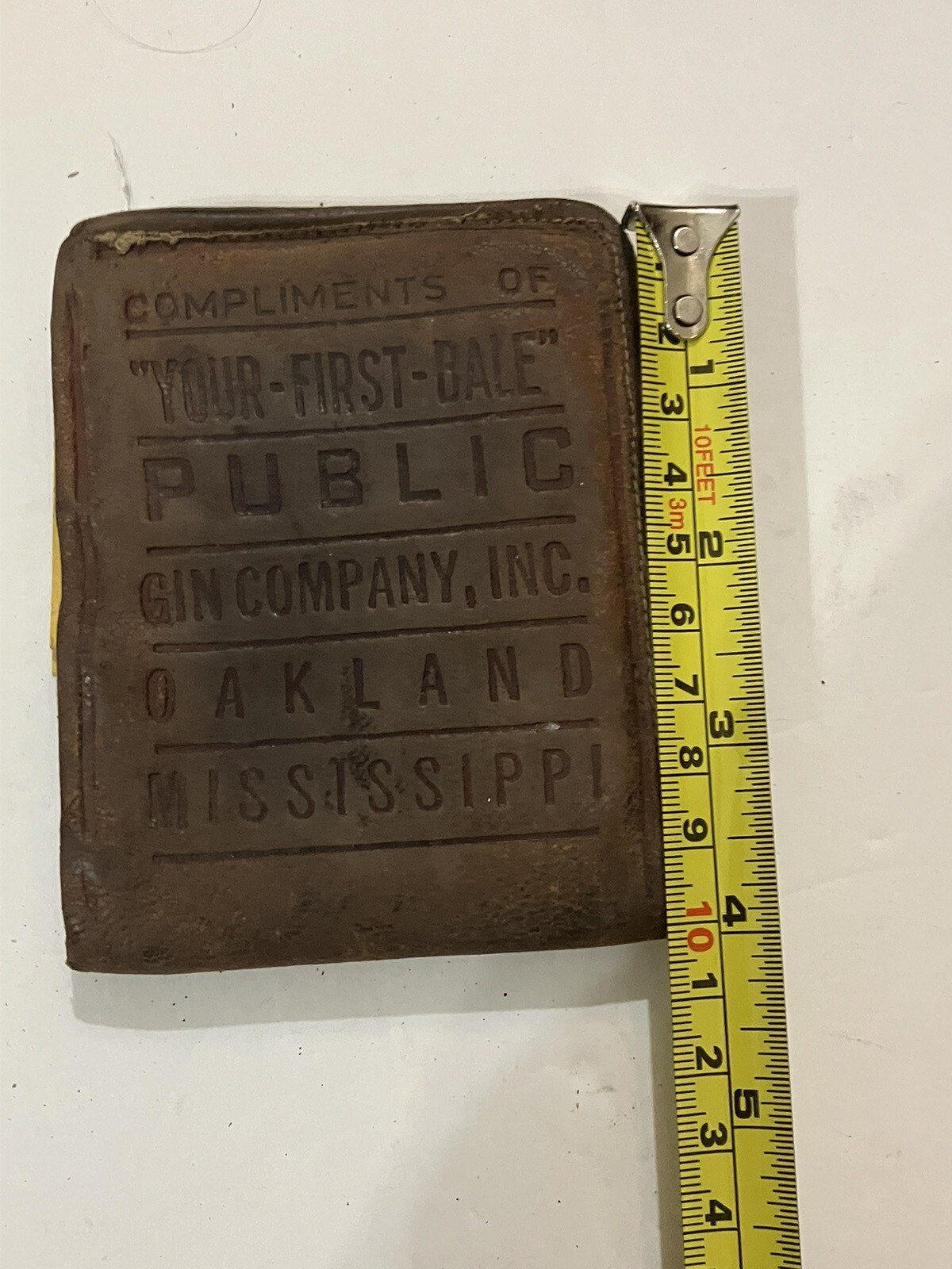Vintage Mississippi Gin Leather Wallet First Bale Of Cotton Advertising