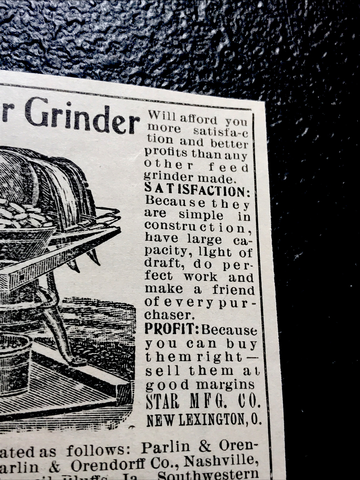 1903 Star Grinder Farm Advertising – New Lexington – Ohio