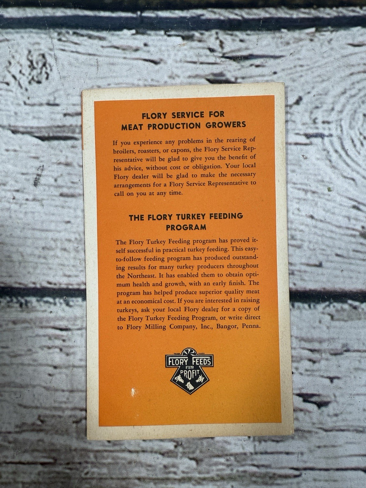 VTG Flory Feeding Program Flory Milling Company Bangor PA Brochure Info Adv Book