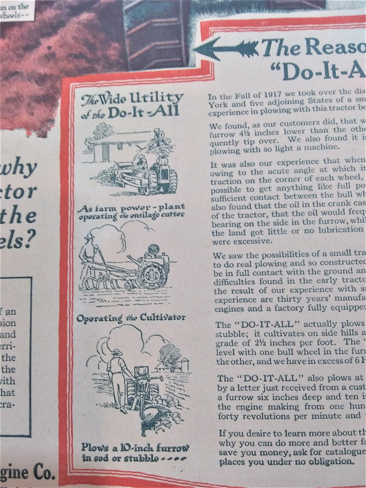 1921 Do It All Tractor Ad, Vintage, Consolidated Gasoline Engine Co.