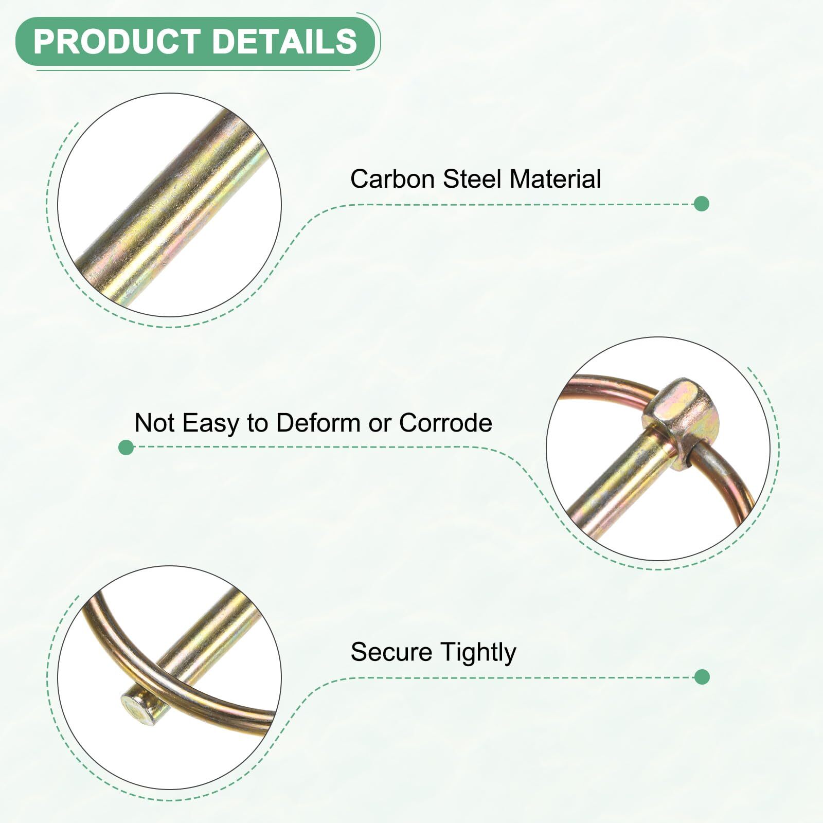 6-Pack 3/16″ Linch Pin with Ring 1-3/8″ Carbon Steel Lynch Pin Trailer Pins f…