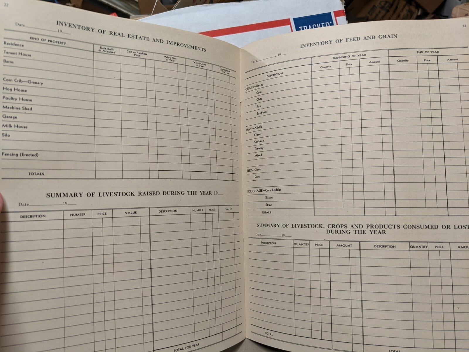 1930’s Farm Accounting Book Keystone Steel & Wire, Steenhusen Hdw & Imp Irwin IA
