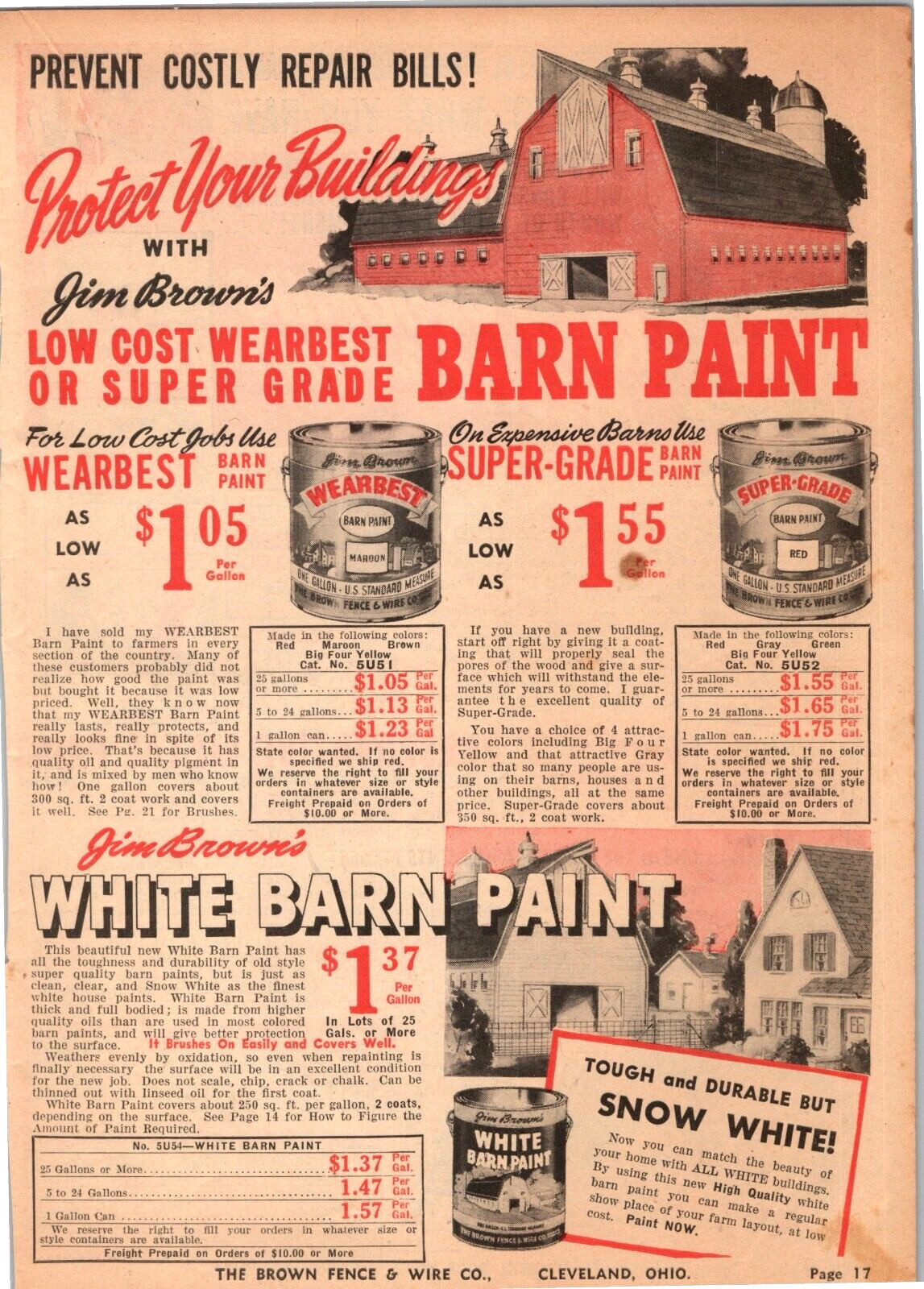 1943 Print Ad Wearbest BARN PAINT 9.5″ x 6.5″ – Jim Brown product