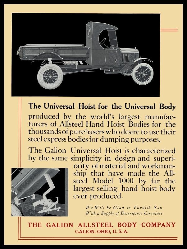 1925 Galion All Steel Body Co. Universal Hoist NEW Sign 24×30″ USA STEEL XL Size