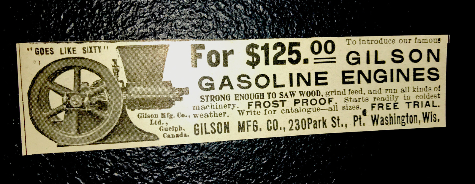1907 Gilson Gasoline Engine Farm Advertising – Pt. Washington – Wisconsin