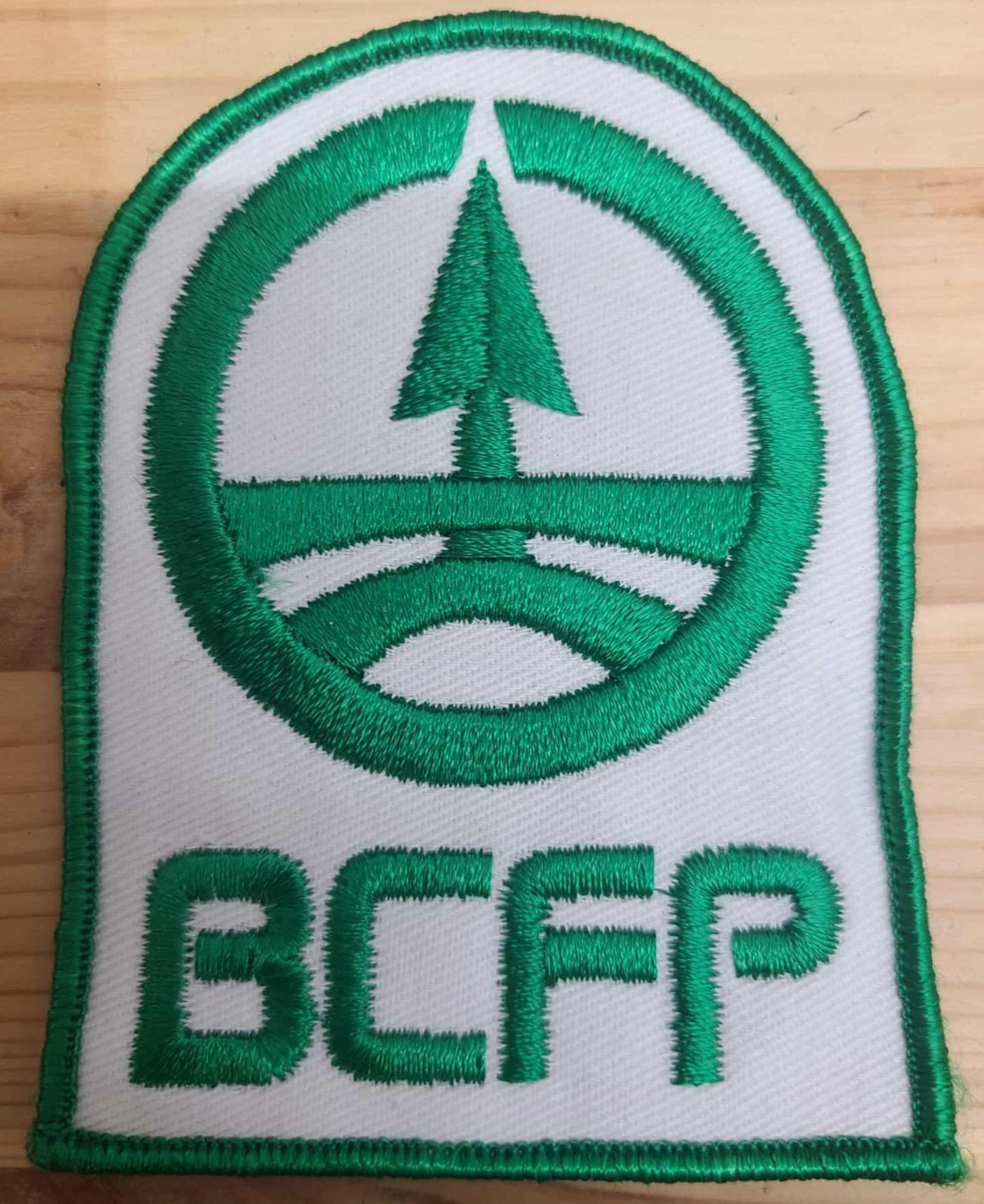 “Vintage BCFP Embroidered Patch – Green & White Logo Badge – Collectible Emblem”