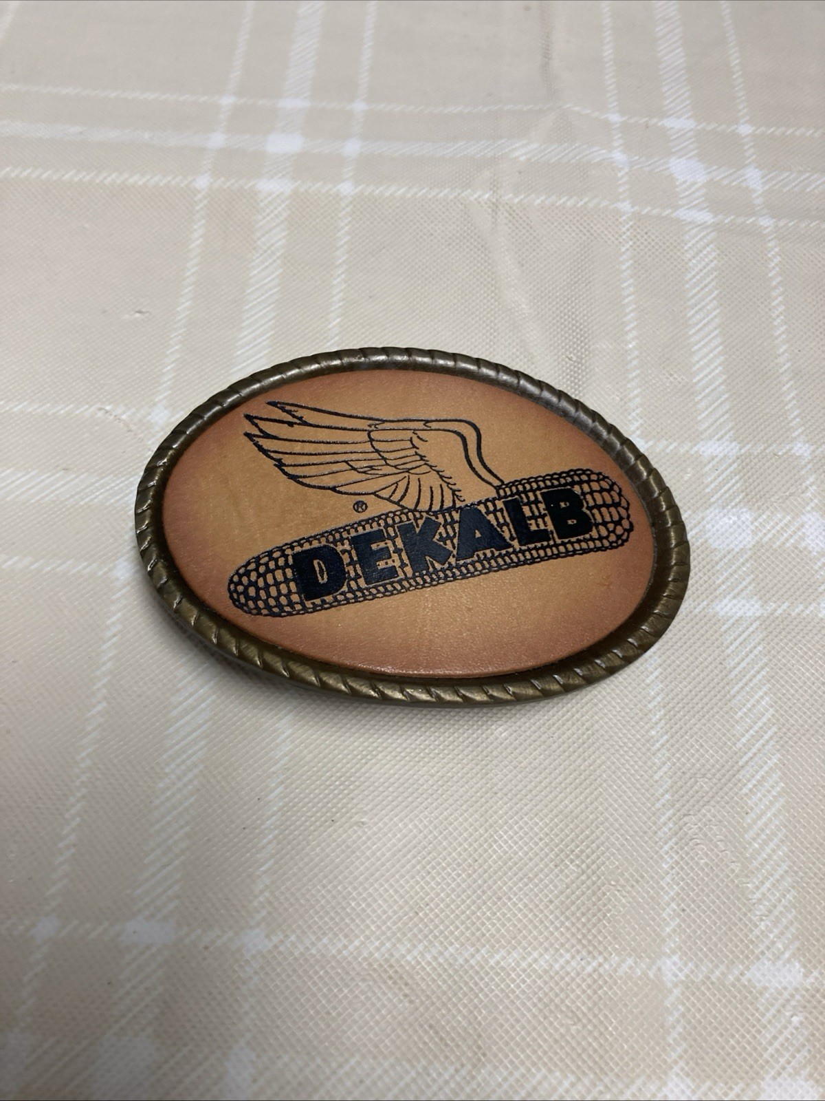 Vtg Dekalb Spec-Cast Flying Corn Logo Belt Buckle