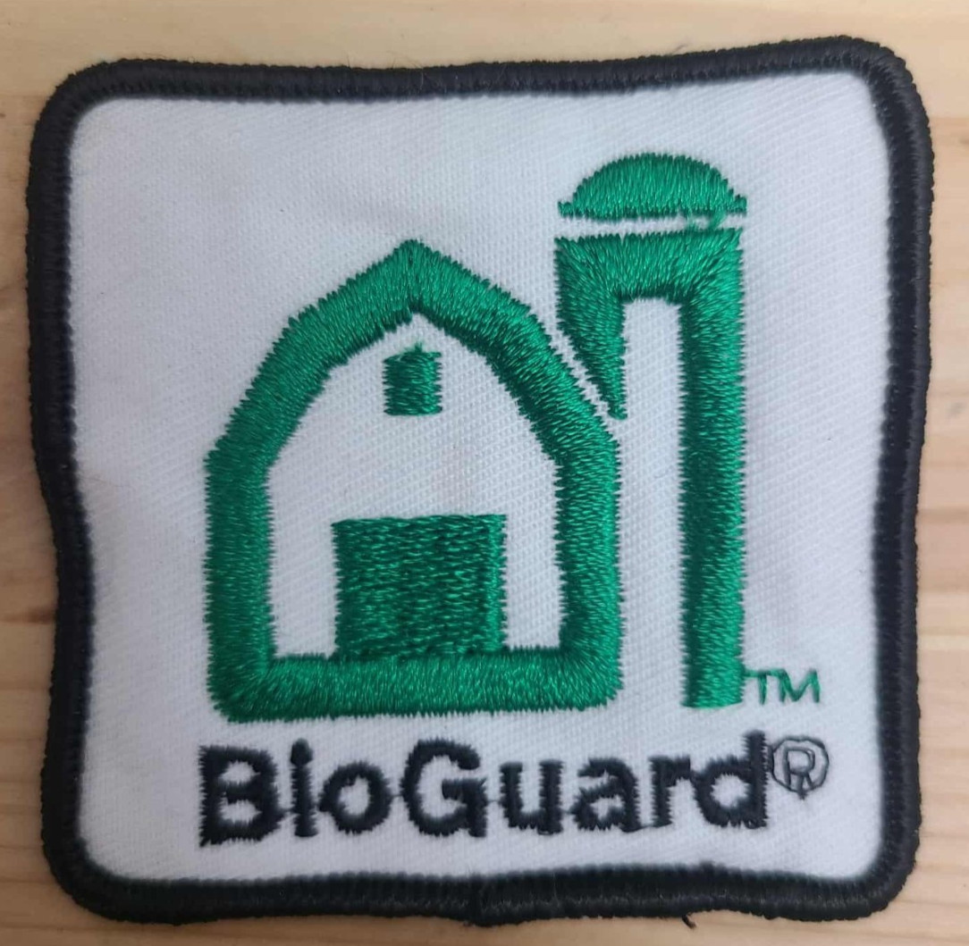 ” VTG BioGuard Embroidered Patch Green Farmhouse Logo Durable Sew-On Badge”