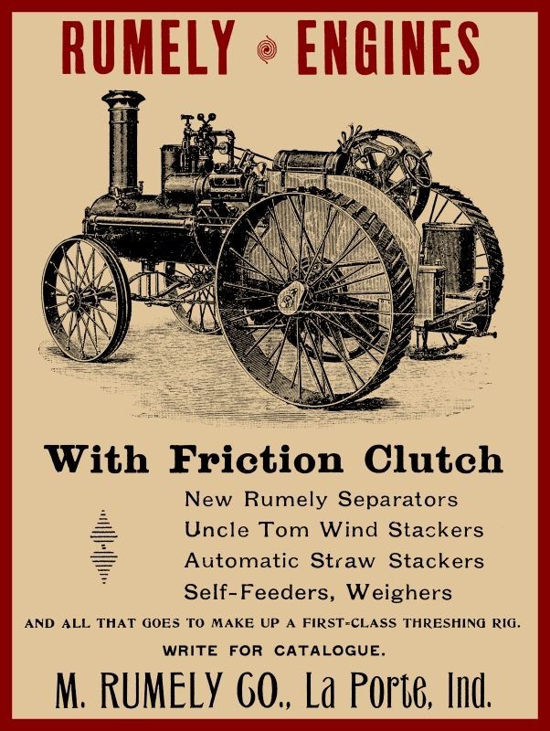 1898 Rumely Steam Engine w. Friction Clutch NEW METAL SIGN: 12×16″ Ships Free