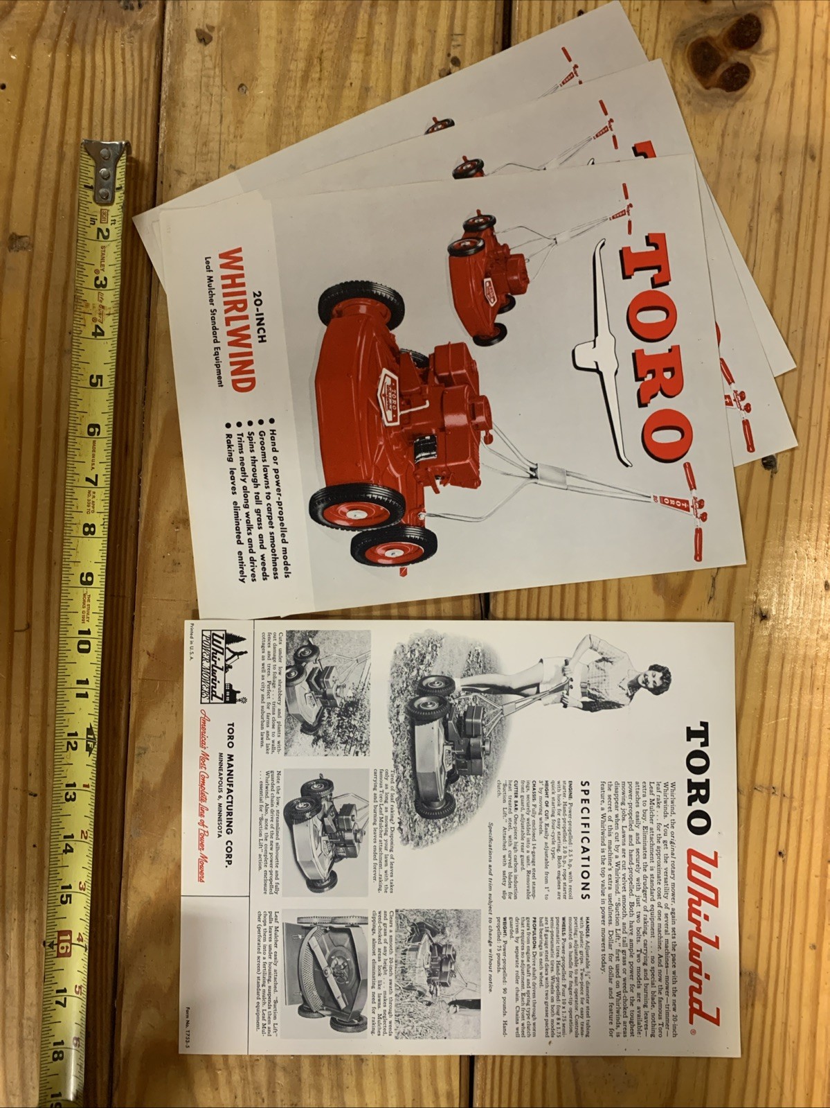 1959’s Toro 20 Inch Whirlwind NOS Brochure Original