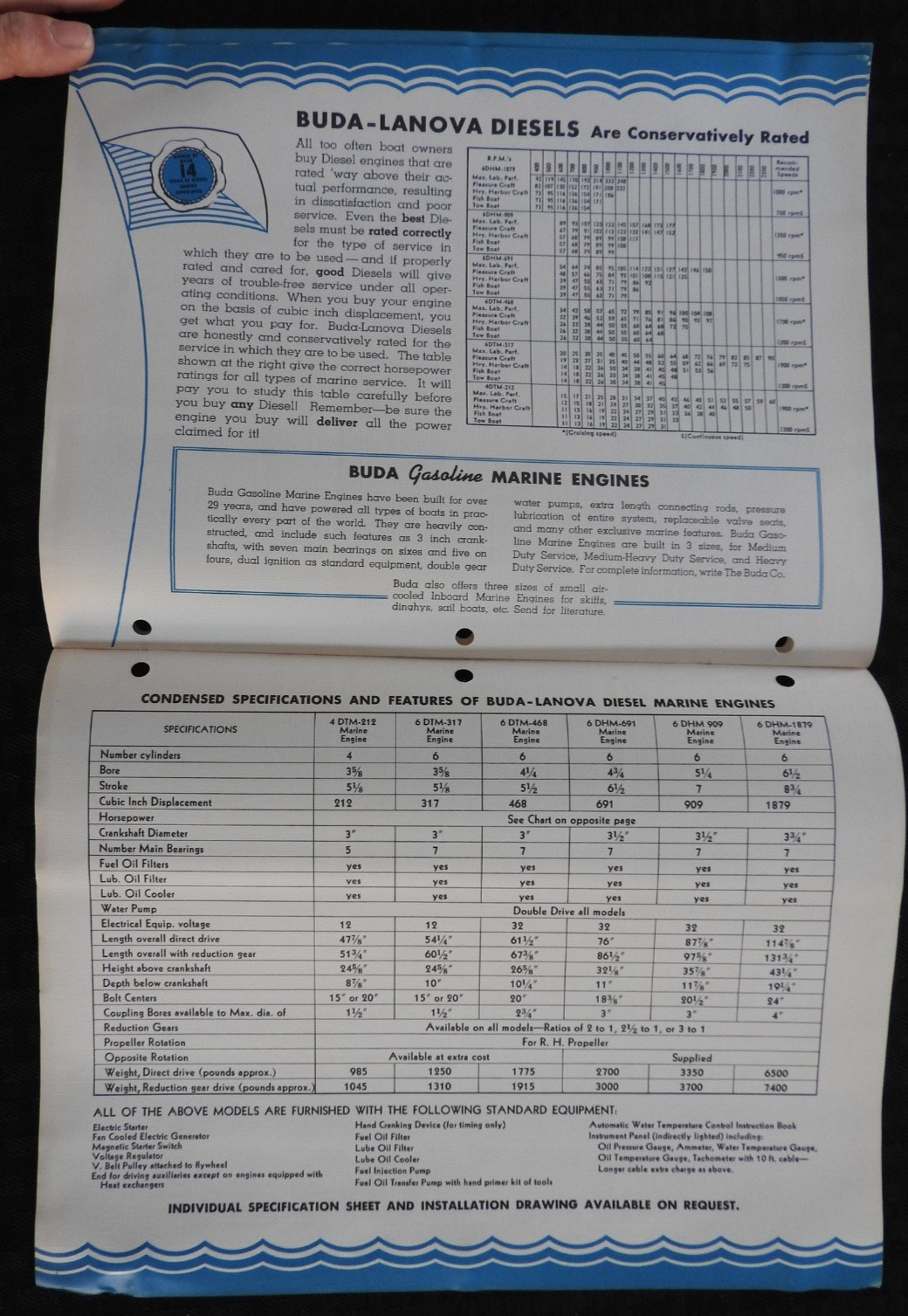 1940 “Buda Lanova Marine Diesel Engines” Work-Tow-Fish-PLEASURE Boat Brochure