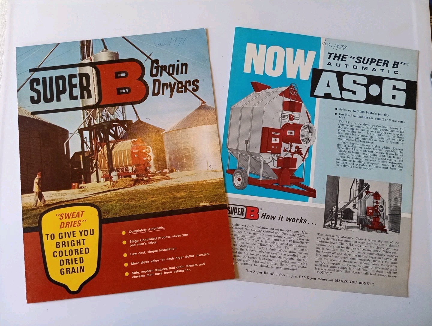 Brochures For 1971 & 1988 Super B Grain Dryers Sales Brochures AS6