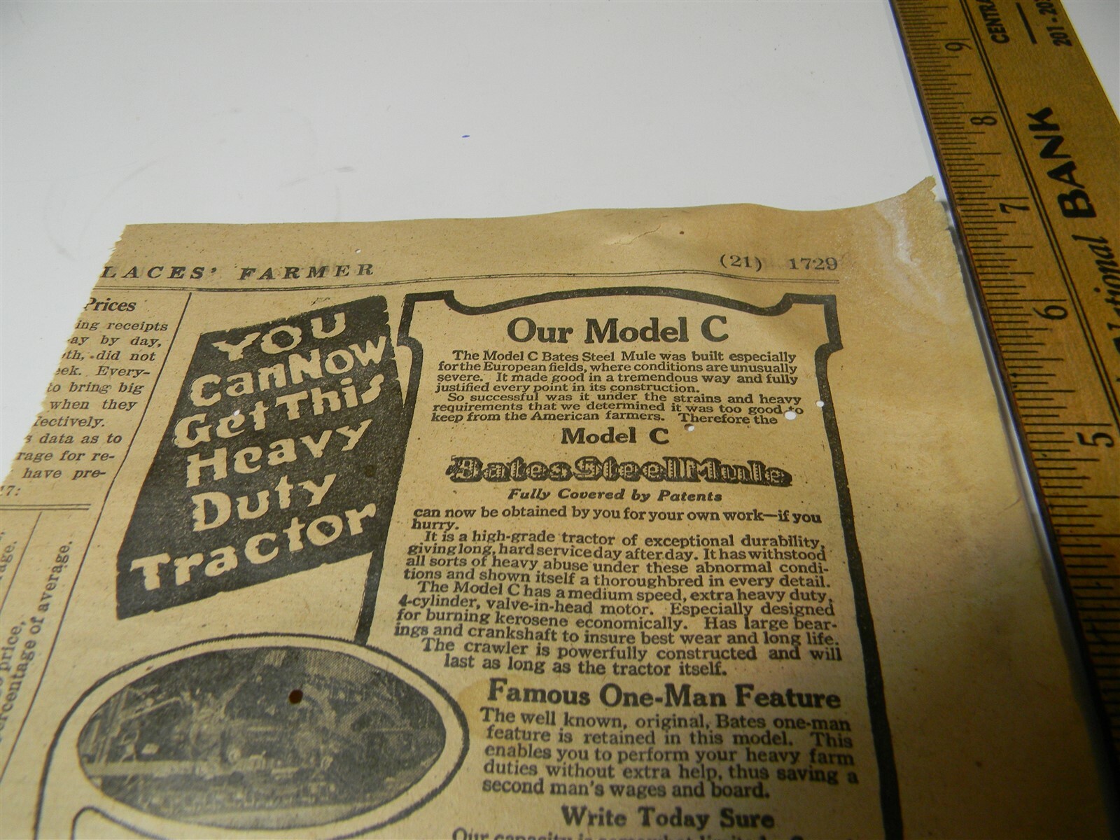 Vintage 1917 Joliet Oil Tractor Co. Farm Implement Man Cave 1910’s Print Ad 5E1