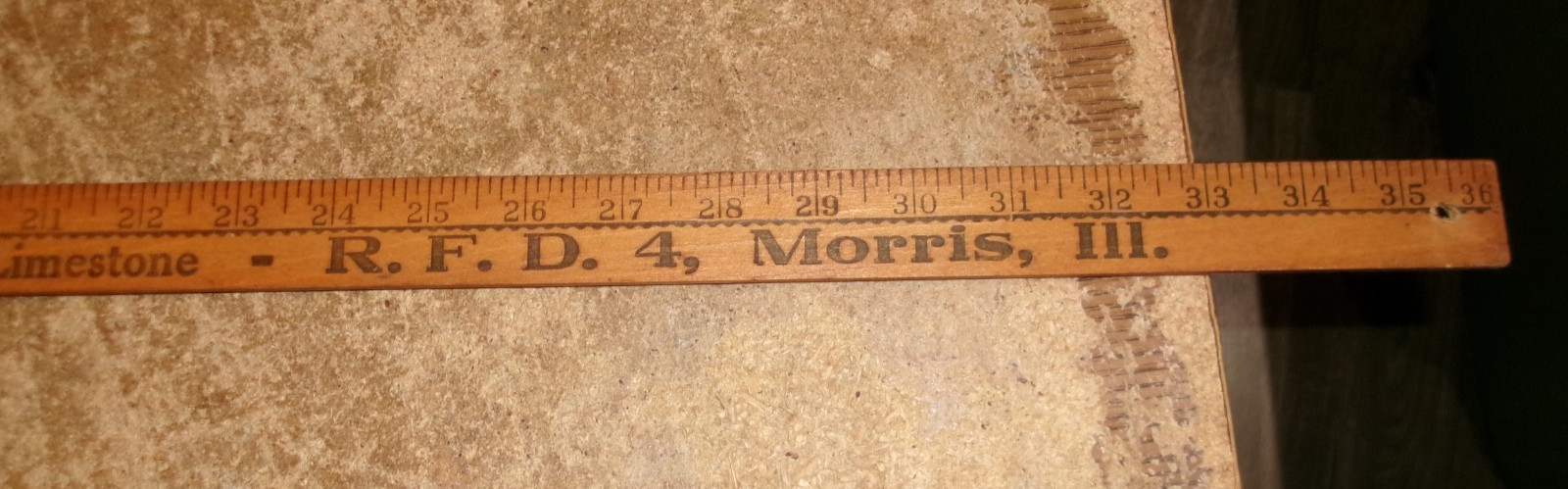 vintage 36″ wood yardstick morris limestone co. morris,il. good used