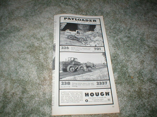 1960 HOUGH Payloader Fleet owners Equipment Ad 1/2 pg 5 x 11″