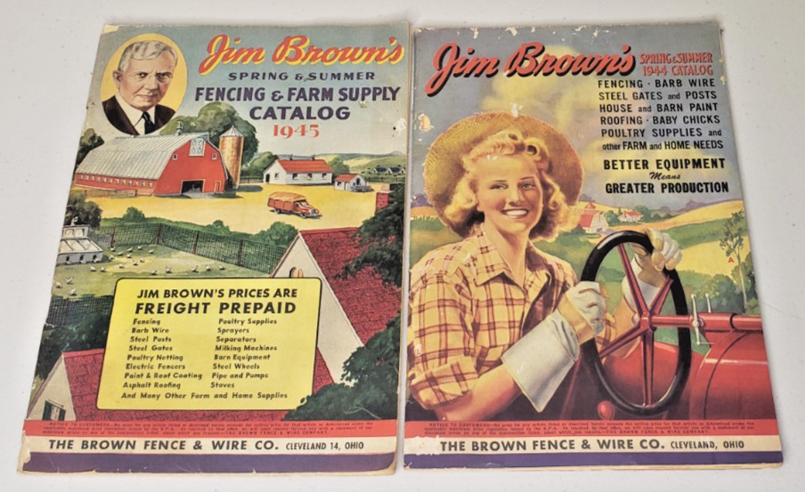 (2) Jim Brown’s Fence And Farm Supply Catalogs Cleveland OH 1944 & 1945
