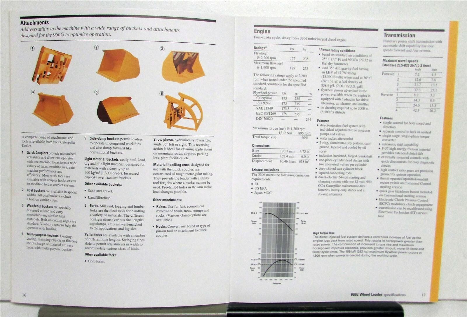 1999 Caterpillar 966G Wheel Loader Construction Sales Brochure