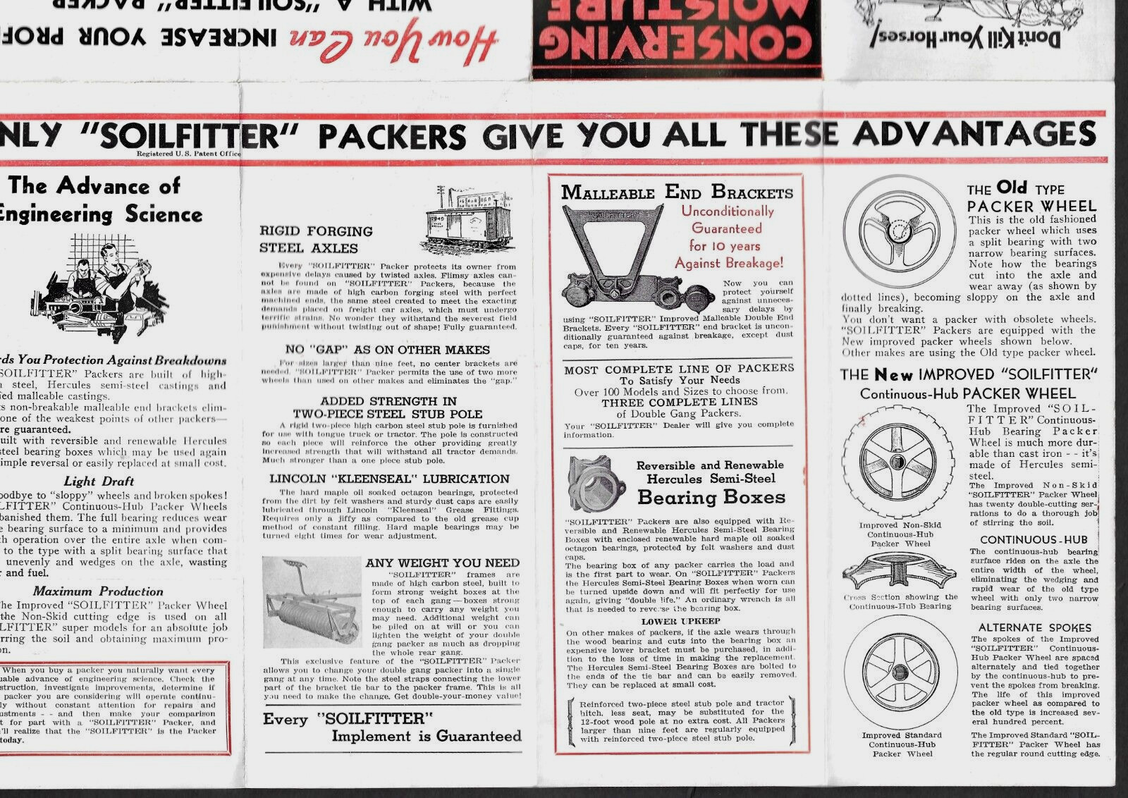 c1937 FARM IMPLEMENTS Broadside/Brochure ~ “Soilfitter” Packers