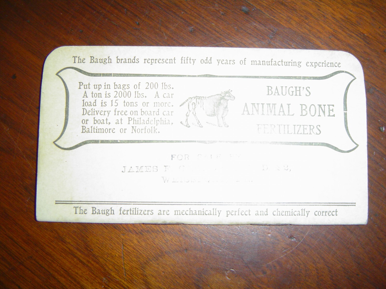 1908 Baugh’s Fertilizers Baltimore, MD James F George, Weissport, PA Notebook