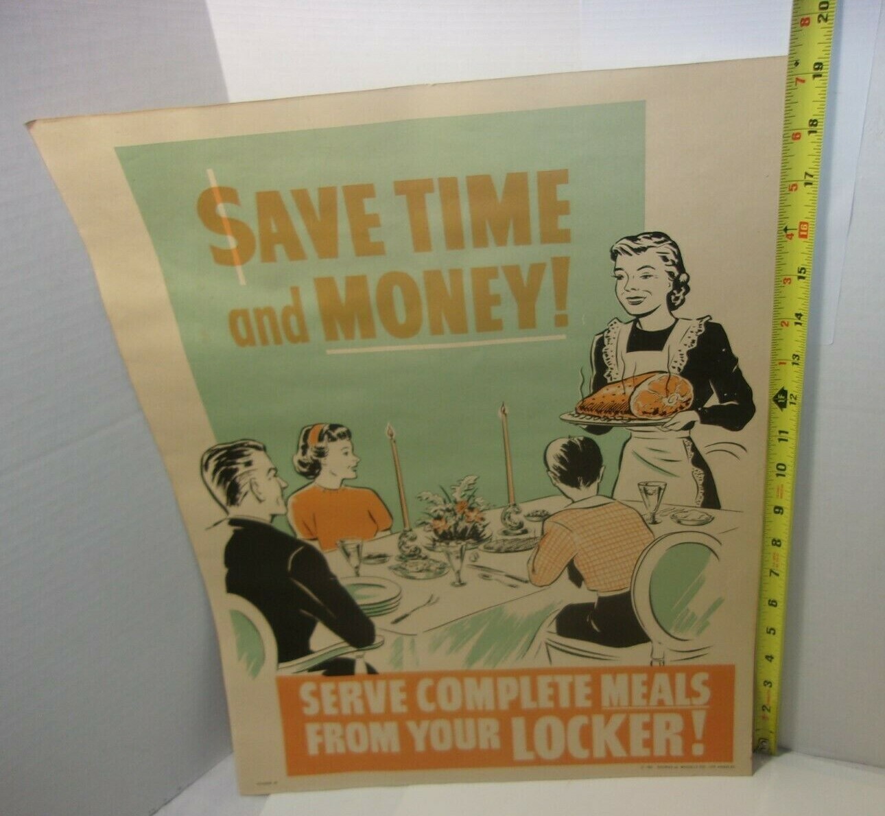 Meat Locker Butcher Shop Advertising Farm Cattle Beef 1950’s Vintage Sign Poster