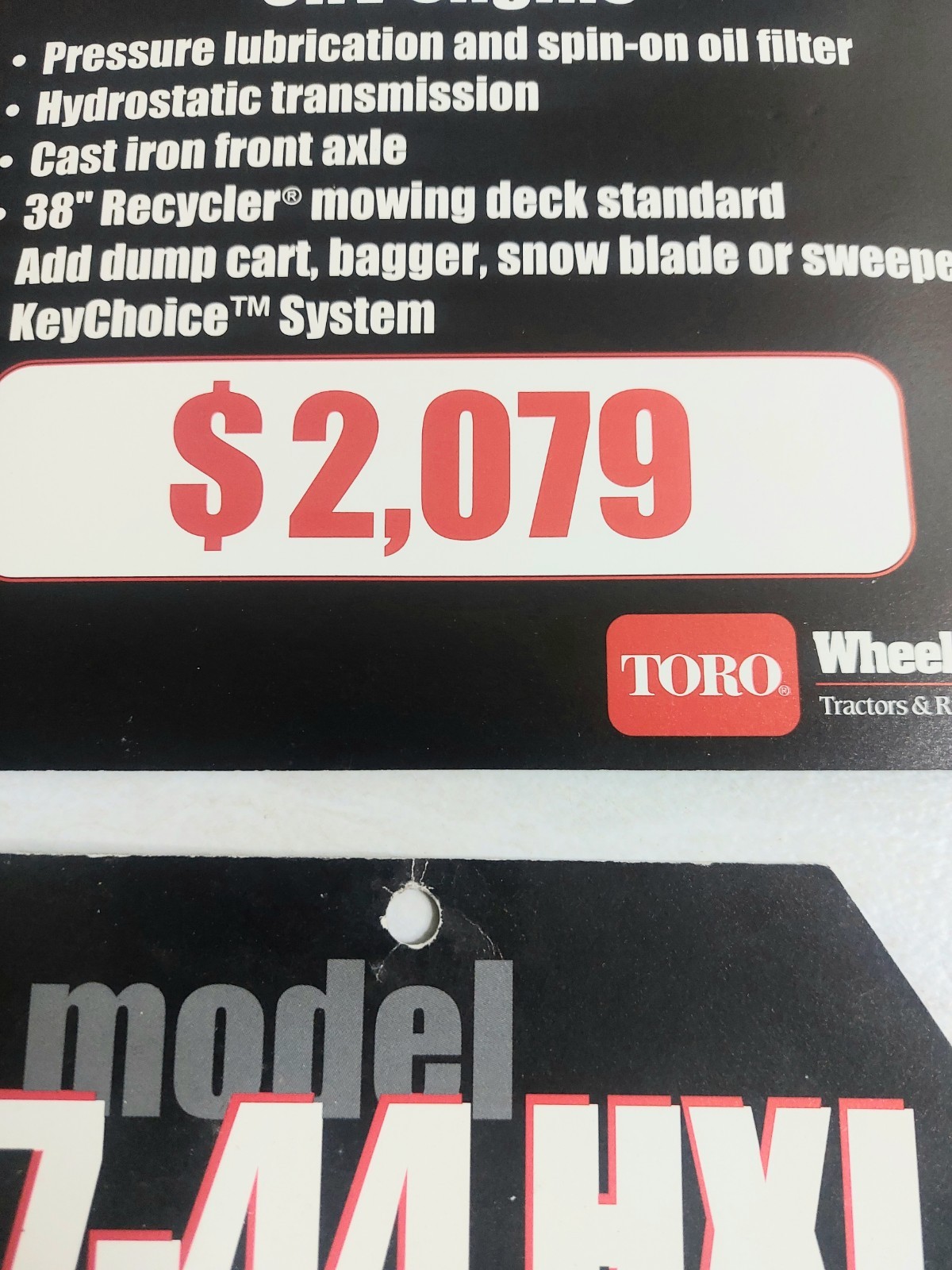 NOS Wheel Horse Dealer Price Tag Sale Hanger Tag 1990’s