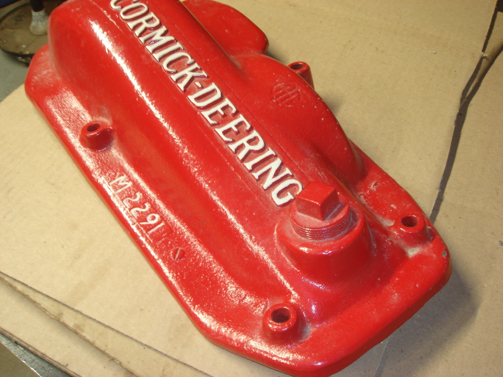 VINTAGE EMBOSSED McCORMICK DEERING NO.7 MOWER COVER FOR SIGN DISPLAY MAN CAVE