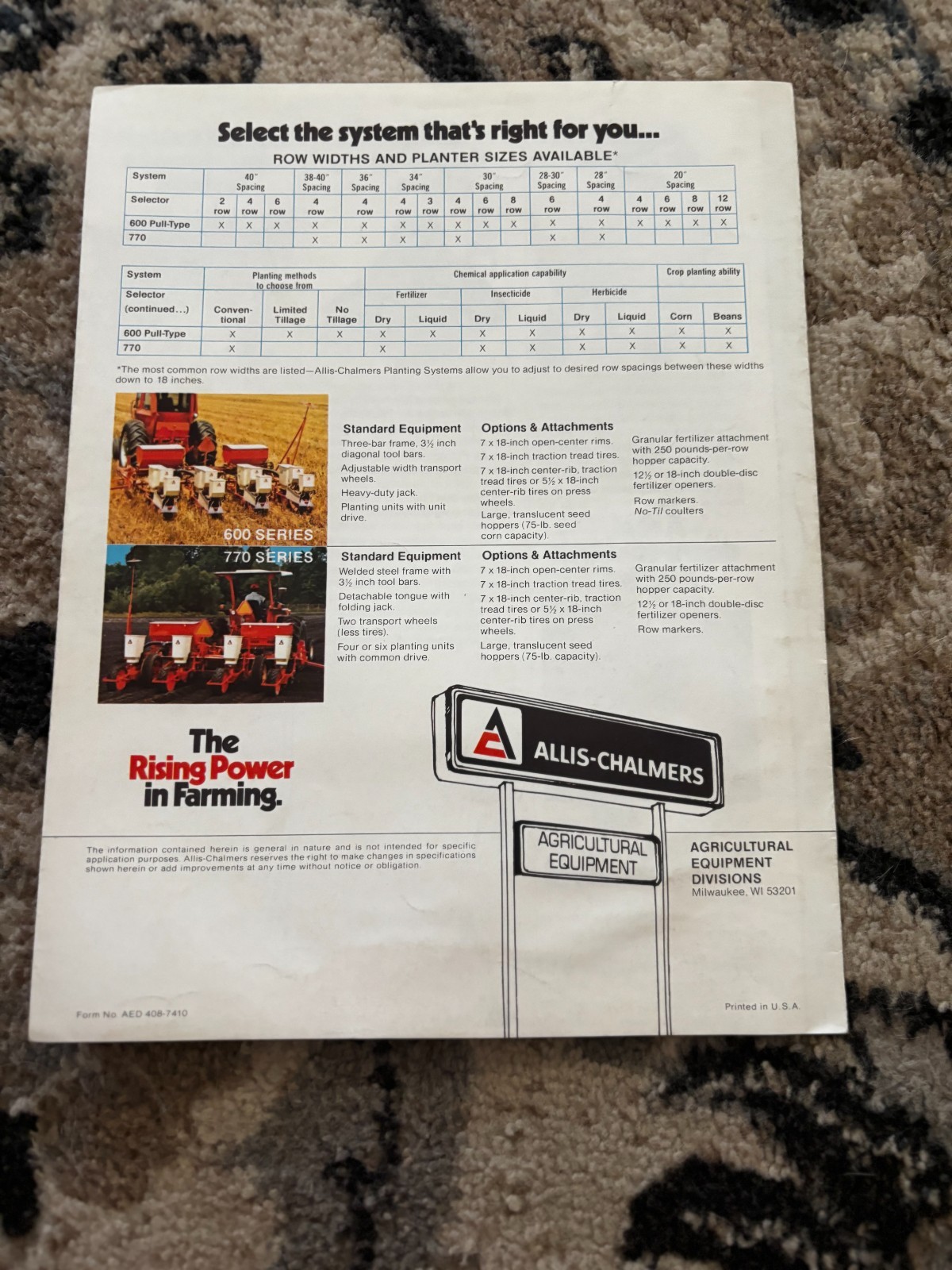 Allis Chalmers 600 & 770 Series Plants For 1974 Brochure DCPA26