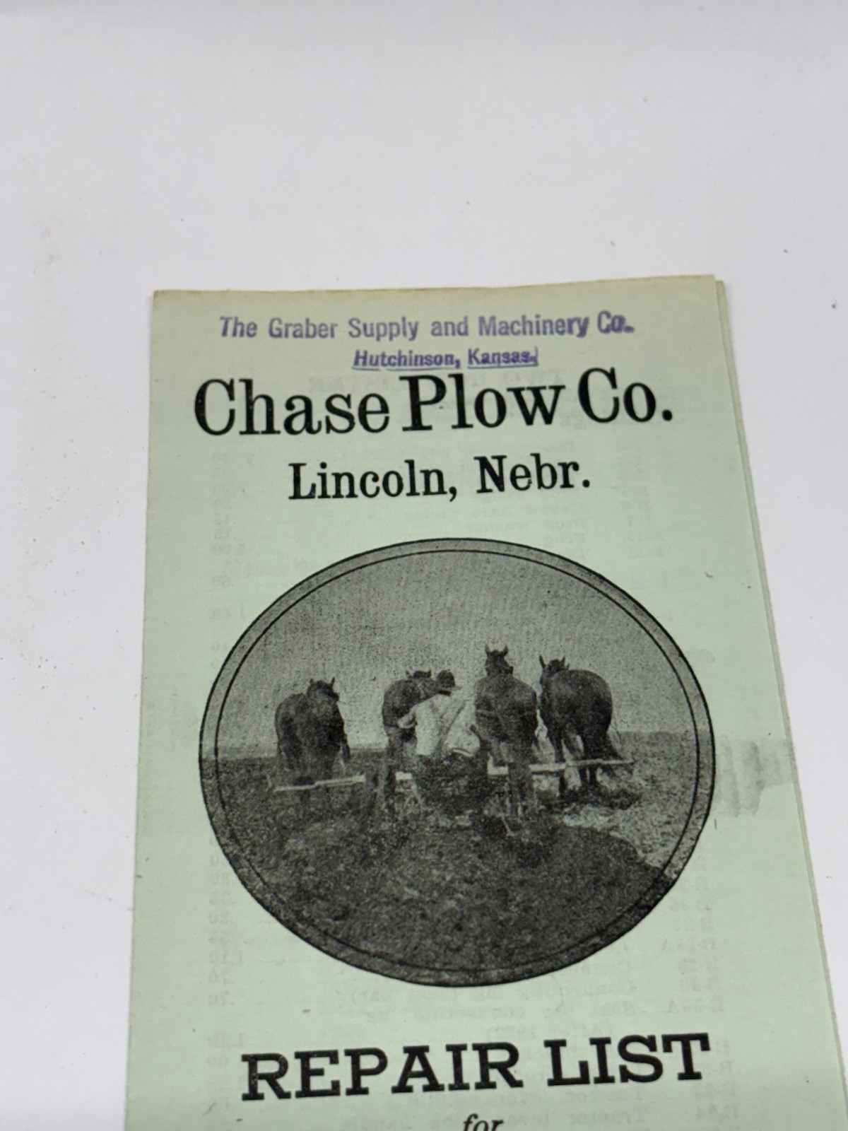 RARE 1920’s Chase Plow Co. Lincoln Nebraska NE Repair Brochures