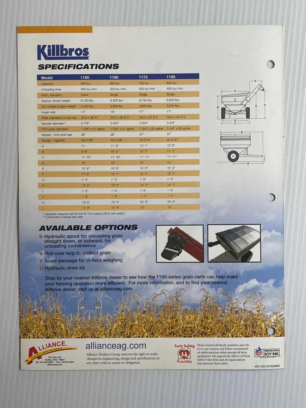 Killbros Grain Carts Sales Brochure *2010s* (Showroom Book) 1150 / 1185