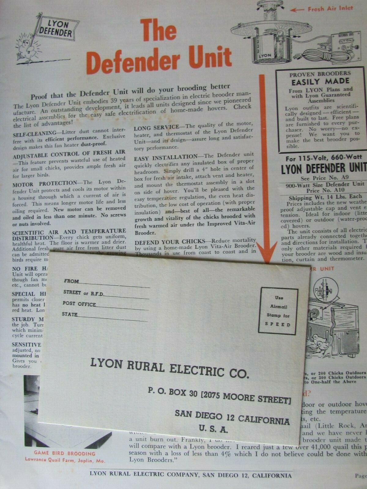 1950′ Lyon Rural Electric Co San Diego – Supplies for Farm Ranch Laboratory