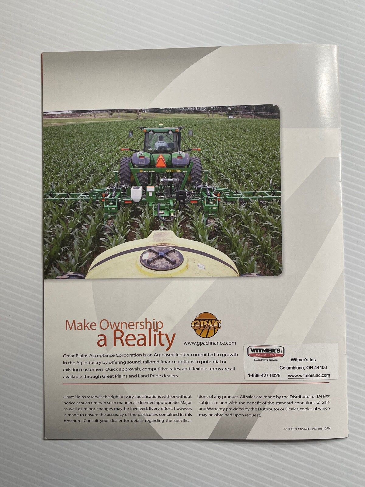 Great Plains Nutri-Pro Application System Sales Brochure (Showroom Sales Book)