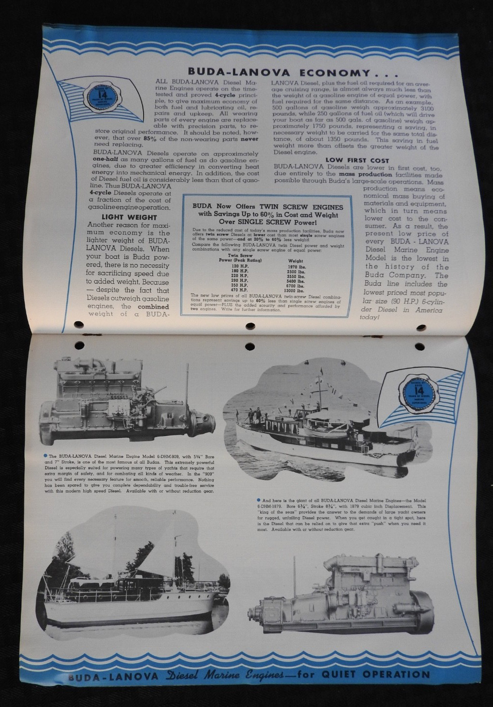 1940 “Buda Lanova Marine Diesel Engines” Work-Tow-Fish-PLEASURE Boat Brochure