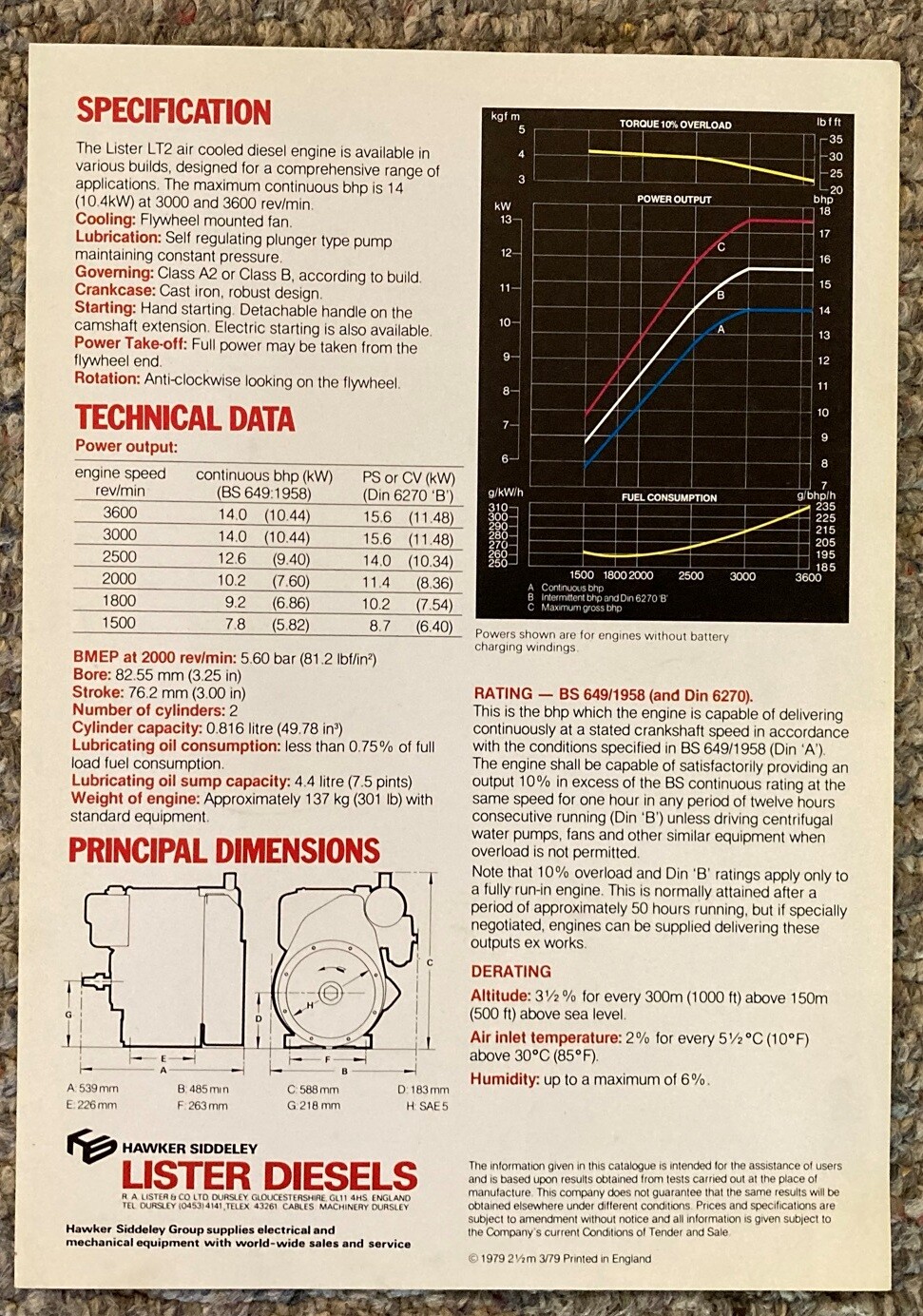 LA151 Lister Diesel Engine LT2 Air Cooled Sales Brochure