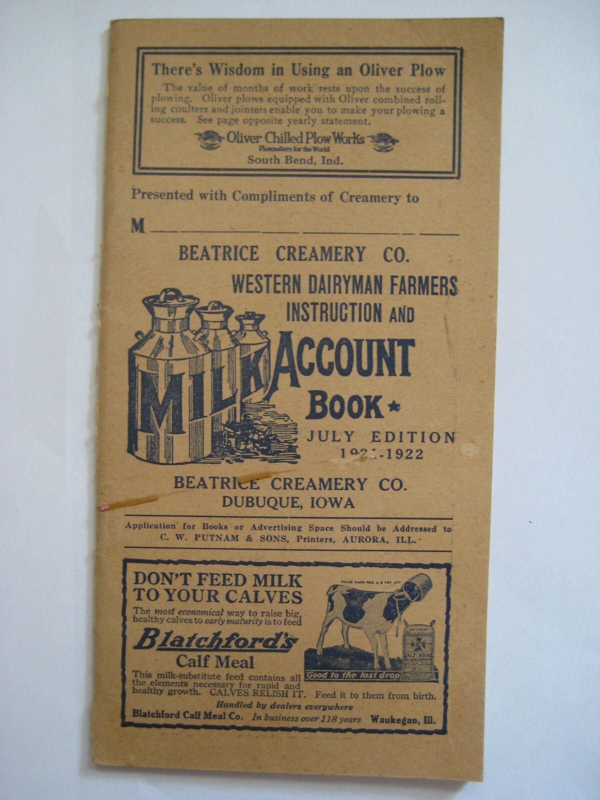 1921 Booklet Beatrice Creamery Dubuque Iowa, Ads Worthington Gas Engine Case ETC