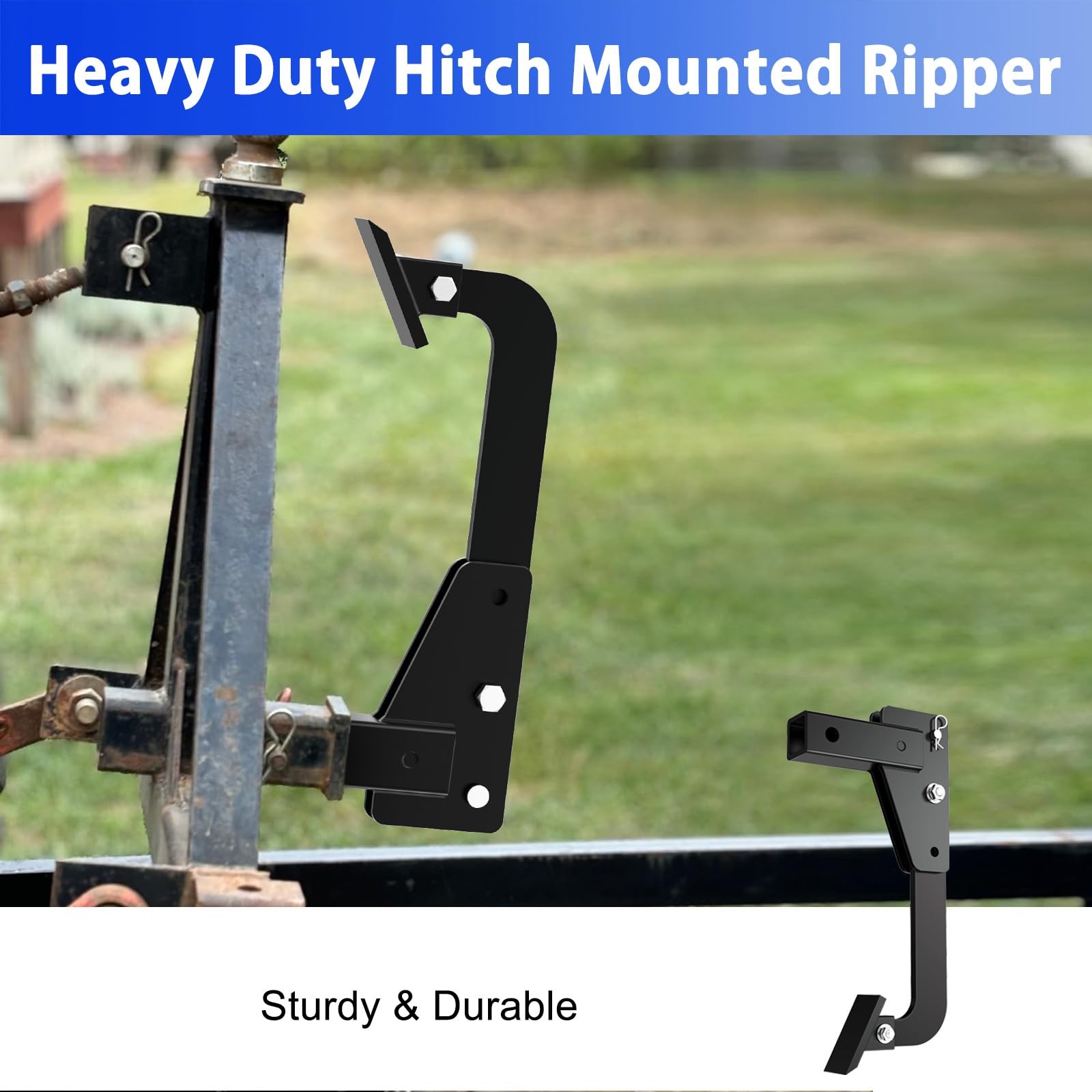 Hitch Mounted Ripper for ATV/UTV Tractor Lawn Mower Fit 2″ Receiver 3 Point H…