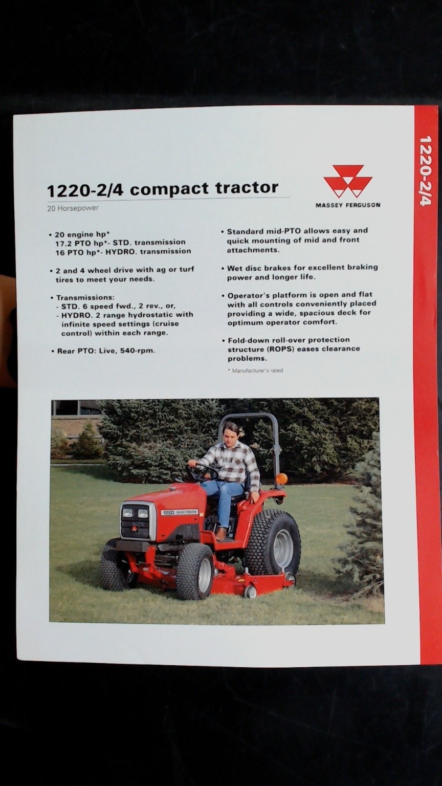 Massey Ferguson 1220-2/4 Compact Tractor Vintage Brochure 20 HP