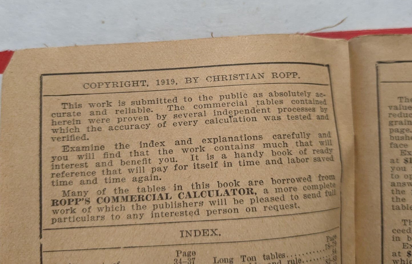 1919 Ropp’s New Calculator Farmers Reckoner Pocket Booklet Red Brand Fence Ads