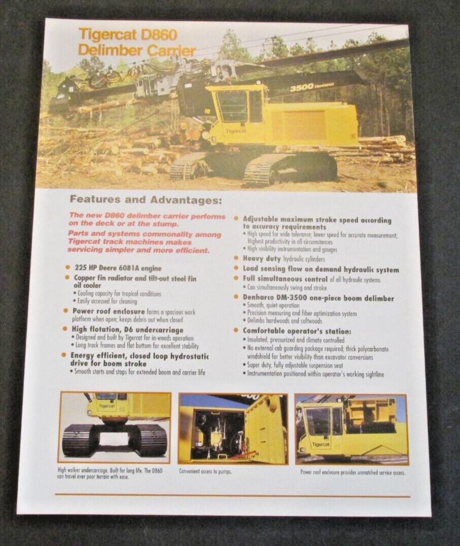TIGERCAT D860 Delimber Carrier Dealer Paris Ontario Canada Ad Brochure