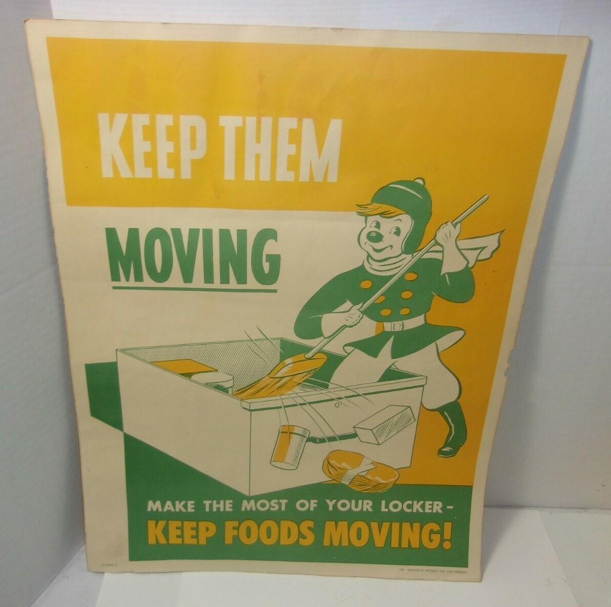 1950’s Vintage Meat Locker Butcher Shop Ad Farm Cattle Beef Paper Sign Poster