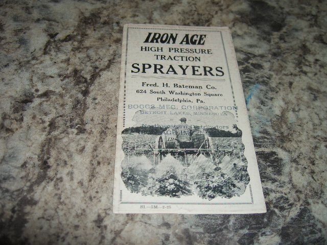 Vintage Iron age high pressure traction sprayers ad brochure Old antique