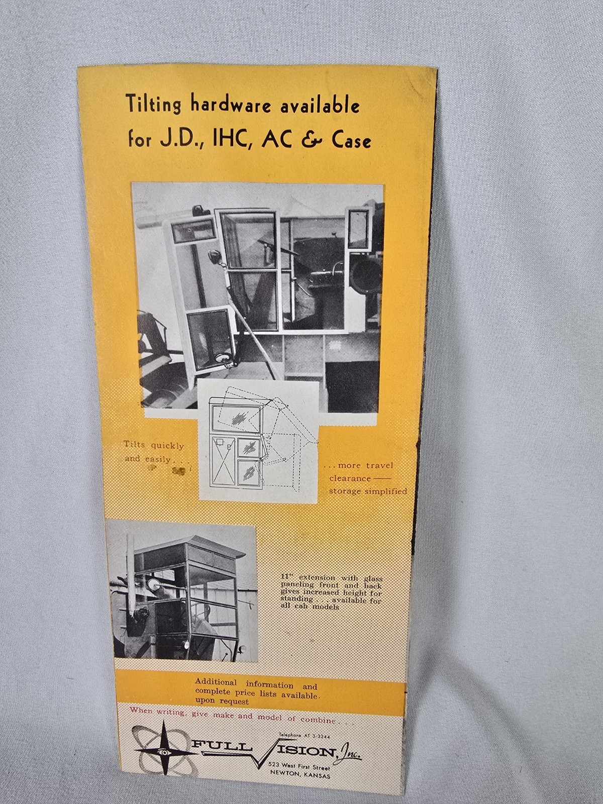 FULL VISION COMBINE CABS Brochure Pamphlet Ward W Leapley For JD IHC AC CASE
